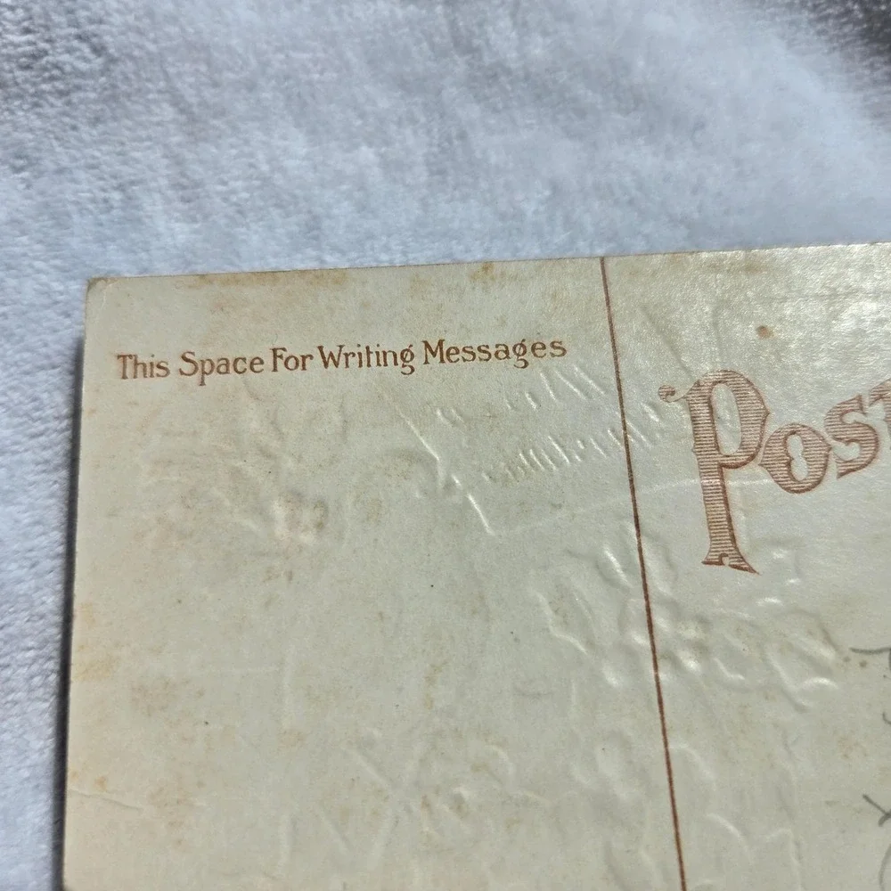 Vintage Antique Merry Christmas Postcard Madonna Child Robin Gold Embossed‎